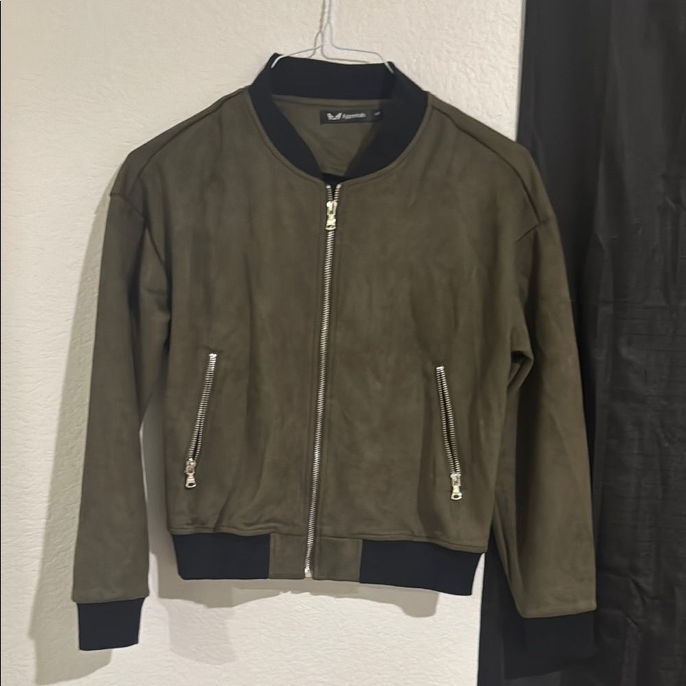 Forever 21 Green Bomber Jacket with Ribbed Details